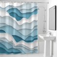 thumbnail image 4 of Blue Ombre Fabric Shower Curtain Geometric Abstract Sea Wave Washable Shower Curtains for Bathroom, Waterproof Bath Curtain with Hooks Home Decor 36x72in, 4 of 8
