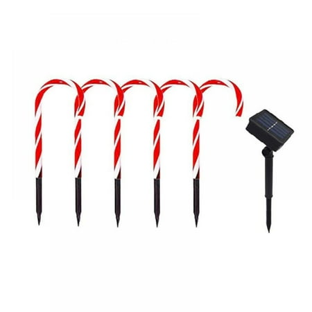 

Christmas Solar Candy Cane Road Signs-Indoor And Outdoor Christmas Lights-Sidewalk Garden Lawn Decorations-(Solar Box + 5 Lamp Posts)