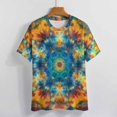 thumbnail image 3 of Kaleidoscope Mandala Colorful Floral Boho T Shirts Basic T-Shirt Short Sleeve Ladies Tee Shirt Summer Graphic Clothing, 3 of 6