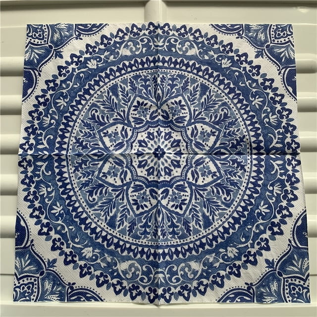 vintage napkins paper elegant tissue blue pattern decoupage wedding servilletas birthday party Christmas decor handkerchief 20