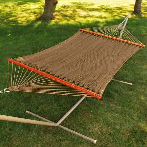 82" x 55" Tight Weave Golden Brown Soft Polyester Rope Caribbean Double Hammock