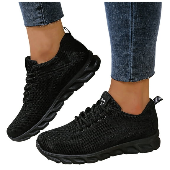 Womens Walking Running Tennis Shoes Autumn Breathable Knit Lace up Golf Climbing Hiking Fashion Sneakers