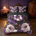 thumbnail image 3 of Homewish Chic Purple Butterfly Twin Bedding for Girls, Spring Flower Bedding Comforter Set, Black Reversible 7 Pieces, 3 of 7