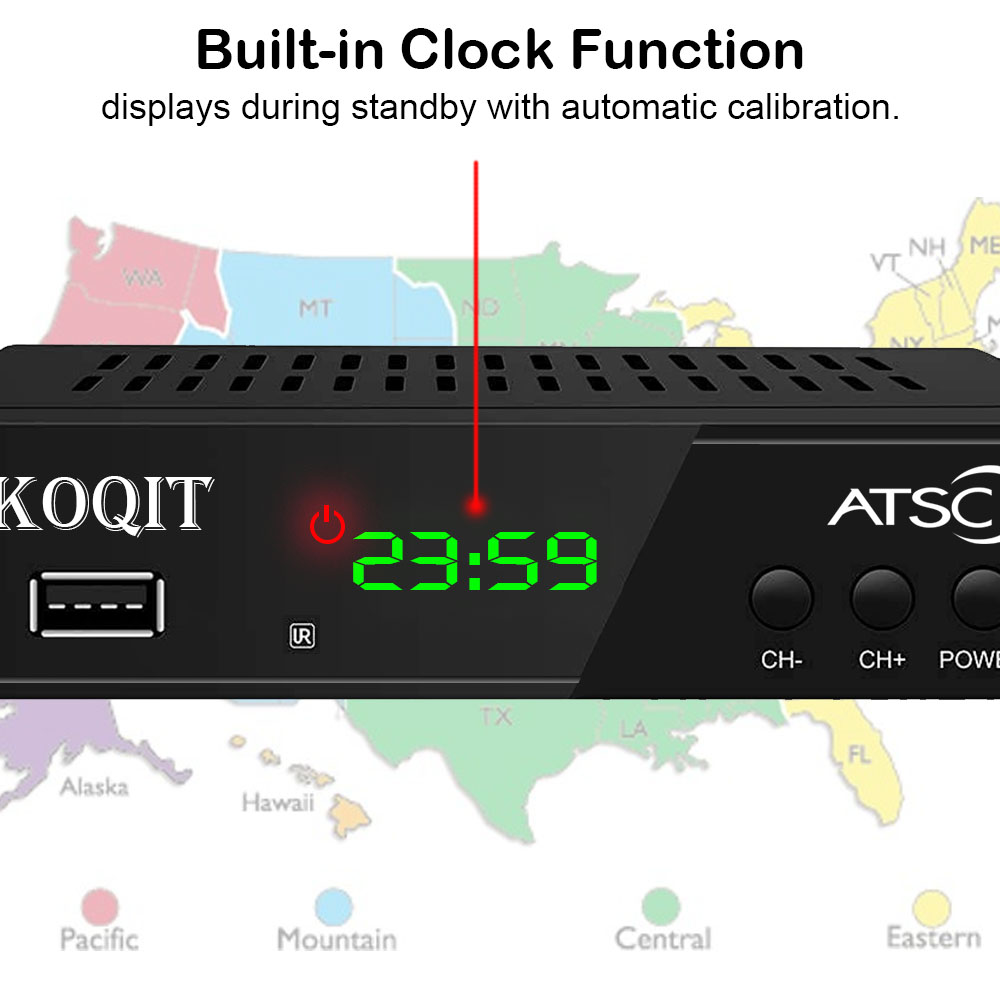 KOQIT Digital TV Converter Box ATSC Cabal Box for Analog HDTV ATSC TV Tuner 1080P Timer Setting USB PVR Function Digital Channel Free Set Top Box
