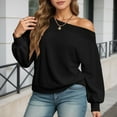 thumbnail image 3 of Bibifish Womens Sweatshirts Oversized Fleece Lined Off Shoulder Sweatshirts Casual Long Sleeve Streetwear Ladies Trendy Pullover Tops, 3 of 7