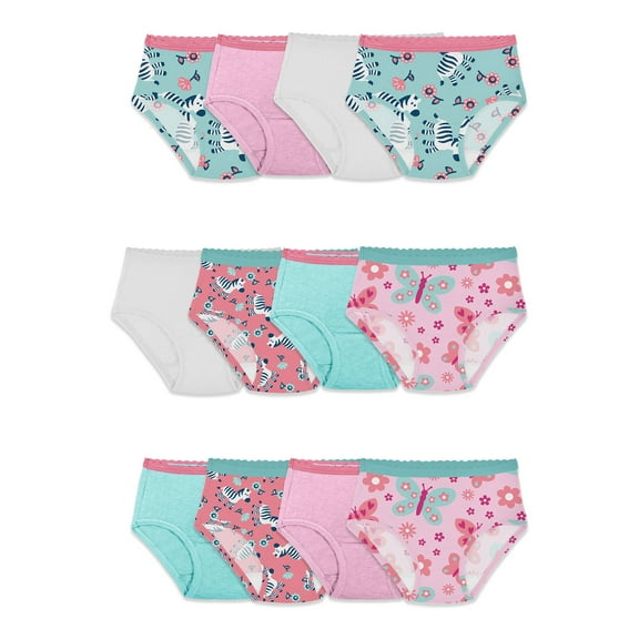 Fruit of the Loom Toddler Girl Cotton Hipster Underwear, 12 Pack, Sizes 2T-5T
