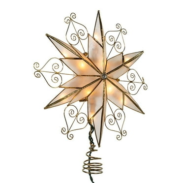 Kurt Adler 10-Light 6-Point Capiz Star Treetop with Scroll Design