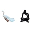 thumbnail image 1 of Estatua del pavo real,Estatua de pavo real,adorno de escritorio creativo y divertido,Figura de lector abstracto,Estatua de pensador abstracto,arte,manualidades,decoraciones,Figuras humanas, 1 of 8