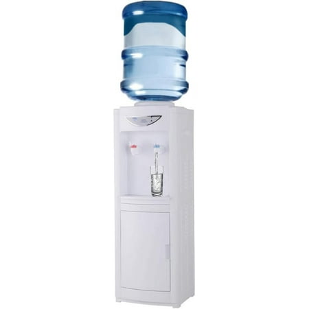 Hot & Cold Top Loading Water Dispenser,5 Gallons Water Coolers with Child Safety Lock Removable Drip Tray & Storage Cabinet,Water Cooler Dispenser for Home,Office(White)