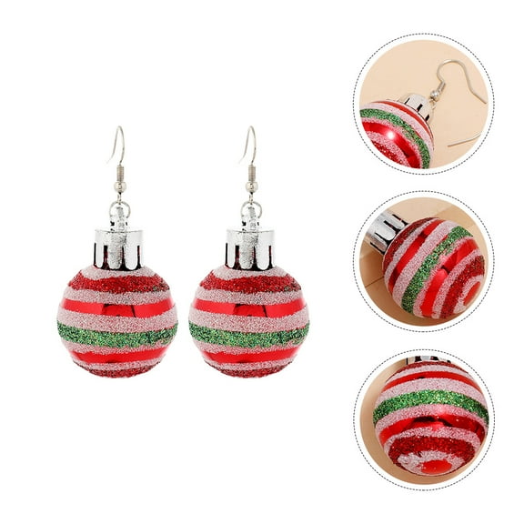 MUSEYA 1Pair Christmas Ball Ear Drop Earrings Red Sequin Lightweight Ear Jewelry