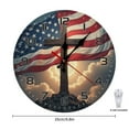 thumbnail image 2 of Cross American Flag Sunrise Wall Clock 10 Inch Silent Non Ticking Round Wooden Clock Decoration for Living Room Kitchen Bedroom Bathroom Office Classroom, 2 of 9