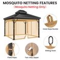 thumbnail image 5 of Universal 12ftx 12ft Gazebo Replacement Patio Mosquito Netting, Brown 4-Panel Netting Walls with Double Zippers for Patio (Mosquito Net Only), 5 of 8
