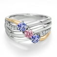 thumbnail image 3 of Gem Stone King 925 Silver and 10K Yellow Gold Blue Tanzanite and Pink Lab Grown Diamond Engagement Ring for Women | 1.00 Cttw | Round 4MM | December Birthstone | Size 8, 3 of 6