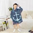 thumbnail image 6 of FORMRS Wearable Blanket Hoodie with Sleeves for Kids Cozy Flannel Sweatshirt, Light Blue Anchor, 6 of 7