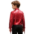 thumbnail image 7 of iiniim Tassel Boys Sequin Jackets Mock Neck Jacket Zip Up Coat Sparkle Outwear Performance Clothes Red 14, 7 of 7