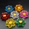 thumbnail image 3 of yuehao candles or holders 8 colors glass lotu flower candle tea light holder buddhist candlestick home decor, 3 of 4