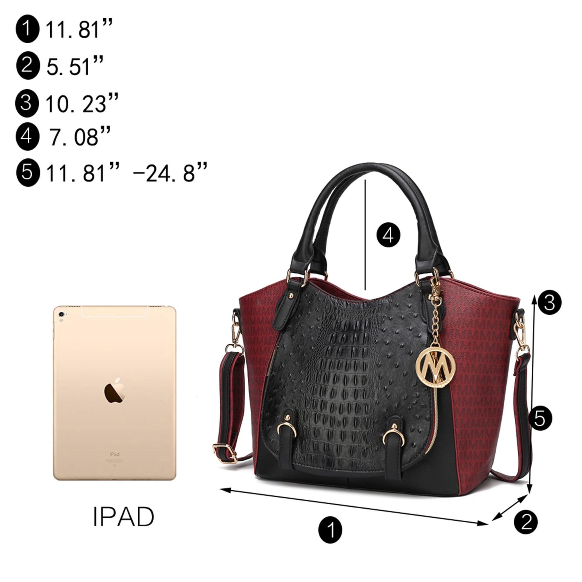 MKF Collection Jacqueline Signature Women Satchel Bag, Handbag Purse by Mia K - Black
