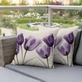 thumbnail image 4 of Spring Retro Pillow Covers 2 Pack X-ray Image of Purple Tulips Flower Leaf Beige Pillowcase Waterproof Outdoor Throw Pillow Cover for Patio Garden Square Cushion 20”x20”, 4 of 9