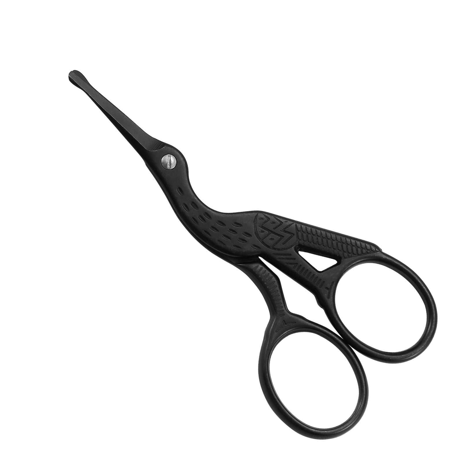 LIVINGO Nose Hair Scissors - Titanium Stainless Steel Stork Rounded Tip for Women & Men Trimming Facial Black 3.5 inches