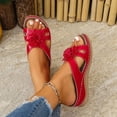 thumbnail image 5 of Guzom Size 7 Womens Wide Width Sandals for 2025 Summer Ladies Wedge Red Slides Beach Open Toe Slippers for Adult Woman Platform Sandals Shoes, 5 of 9