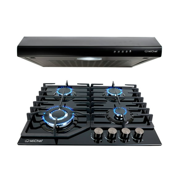 Combo parrilla y campana MiChef de 60 cm en color negro CARBONARA