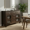 thumbnail image 2 of Simpli Home Artisan 54 inch Wide Solid Wood Transitional Sideboard Buffet in Dark Chestnut Brown, 2 of 15