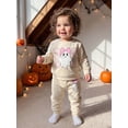 thumbnail image 5 of Loicainy Baby Toddler Boy Girl Halloween Outfits 6 12 18 24 Months 2T 3T 4T Ghost Print Crew Neck Sweatshirt and Pants Clothes Set, 5 of 9