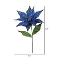 thumbnail image 2 of Vickerman 26" Blue Velvet Poinsettia Artificial Christmas Pick, 3 per Bag, 2 of 3
