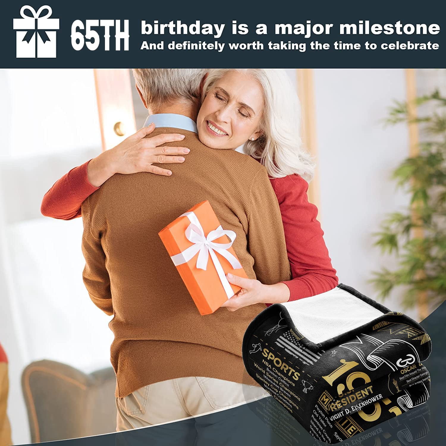 Happy 65th Birthday Gifts for Men Women Blanket 1957 65th Birthday Decorations 65 Years Old Gift for Dad Mom Grandparents Back in 1957 Flannel Fleece Soft Throw Blanket for Bed Sofa 50"x60"