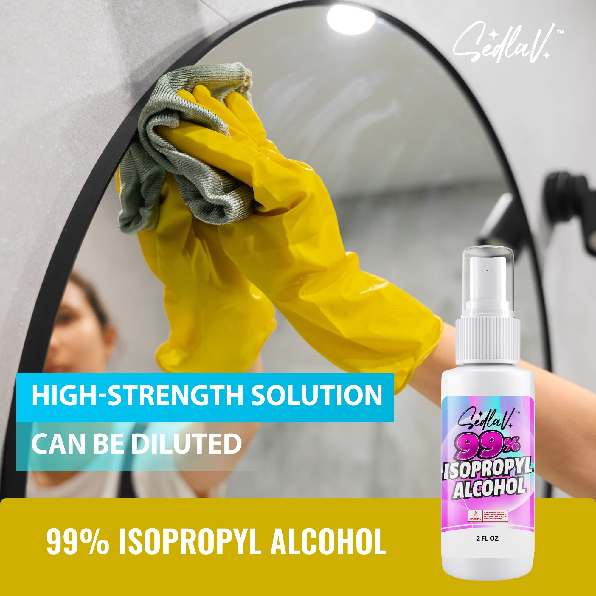 SEDLAV 99% Isopropyl Alcohol Spray Bottle, 99% Isopropyl Alcohol Sprayer, Isopropyl Alcohol Spray Bottles Small, Isopropyl Alcohol 99 Percent Small Bottle, Isopropyl Alcohol Travel Size 2 Oz (4)