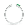 thumbnail image 2 of ANGARA Natural Two-Stone Square Emerald & Pear Diamond Open Ring in 14K White Gold for Women (Size-4mm) | May Birthstone, Birthday, Anniversary, Jewelry Gift for Women | Natural Emerald Ring, 2 of 10