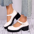thumbnail image 6 of Fesfesfes Mary Jane Shoes Women Summer Round Toe Thick Heel Womens Shoes Fashion Buckle Shoes 6.5(38), 6 of 7
