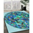 thumbnail image 3 of Ahgly Company Machine Washable Indoor Square Transitional Turquoise Green Area Rugs, 6' Square, 3 of 7
