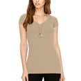 thumbnail image 4 of Made by Johnny Women's Basic Fitted Short Sleeve V-Neck T Shirt XL TAUPE, 4 of 6