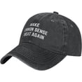 thumbnail image 2 of Make Common Sense Great Again Trucker Hat Washed Adjustable Dad Baseball Cap, 2 of 8