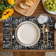 thumbnail image 4 of Black Coffee Placemats Set of 4, Farmhouses Modern Simple Cup Plants Placemats for Dining Table, Place Mats for Kitchen Tabletop, Waterproof Wipeable Dining Table Mats Set, 4 of 9