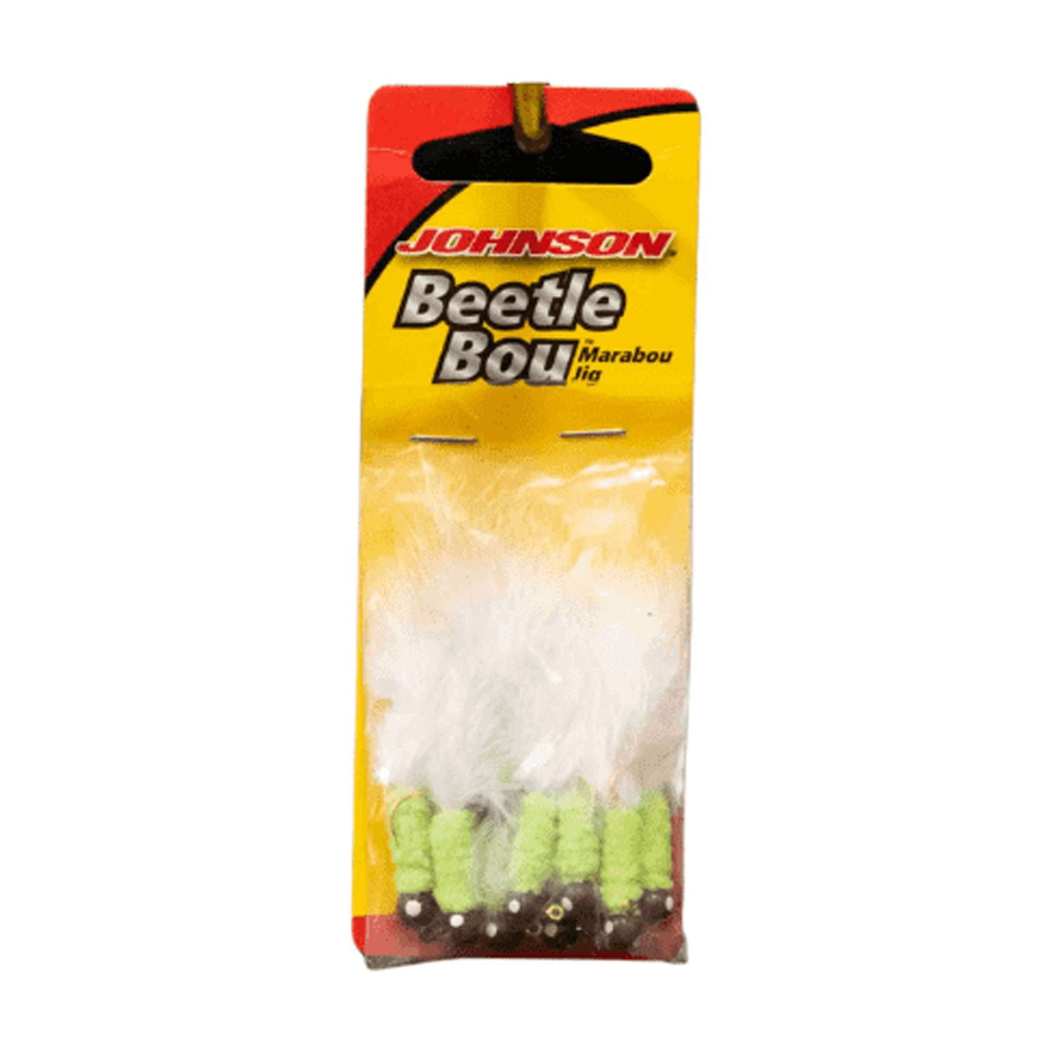 (2 pack) Johnson Beetle Bou Fishing Lure, Red/Chartreuse/White, 2 in