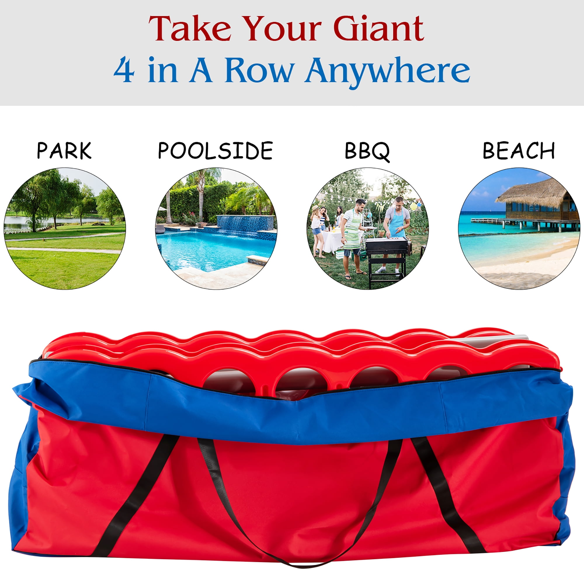 Costway 4 in A Row Jumbo 4-to-Score Game Set W/Storage Carrying Bag for Kids Adult