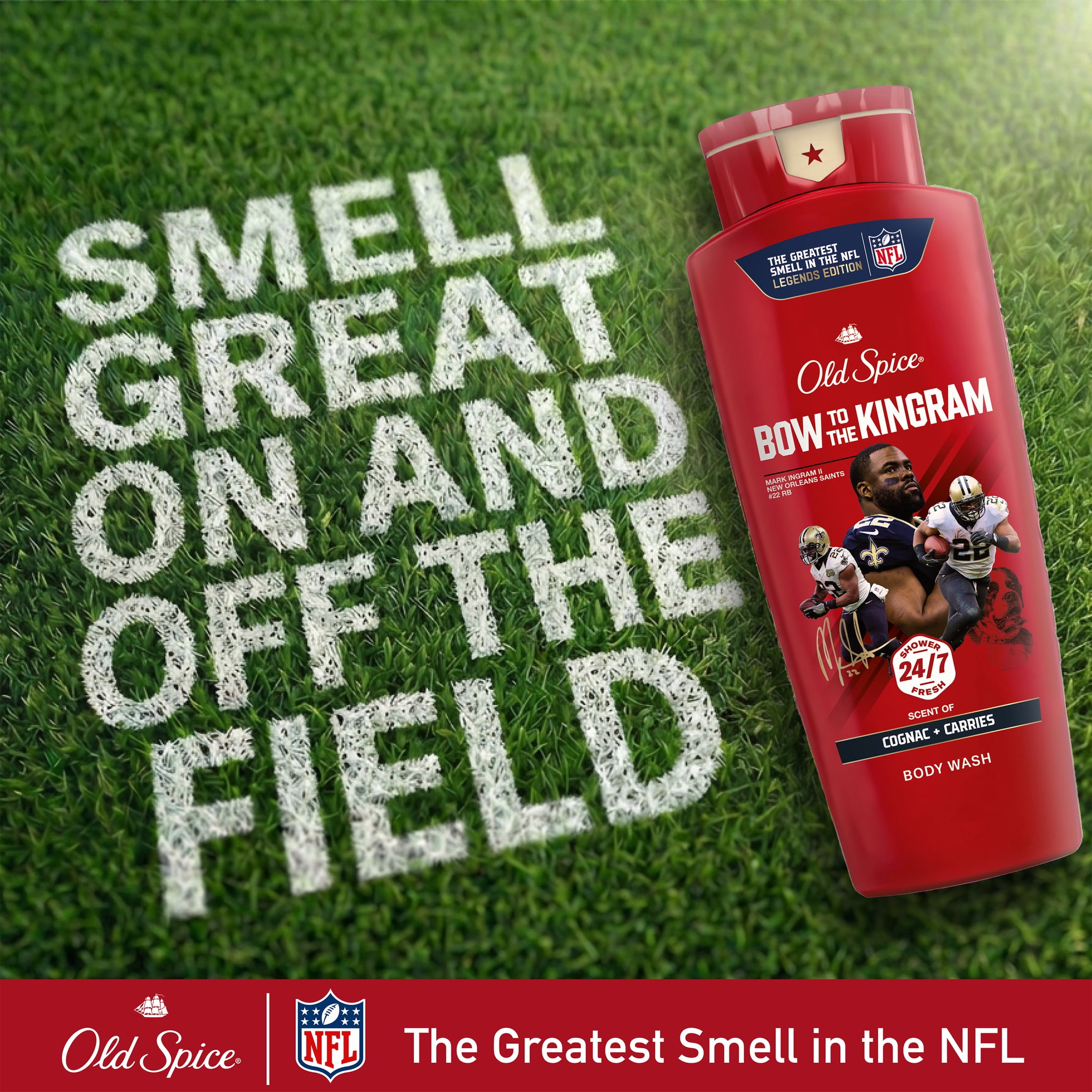 Old Spice Body Wash for Men, NFL Collection, Mark Ingram, Scent of Cognac + Carries, 24 fl oz