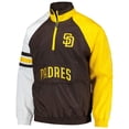 thumbnail image 2 of Men's Starter Brown/Gold San Diego Padres Elite Raglan Half-Zip Jacket, 2 of 3