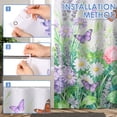 thumbnail image 5 of Dznils Floral Shower Curtain Decorative Flower Butterfly Watercolor Polyester Bathroom Curtain with 12 Hooks Bathtub Home Decor 71X71 Inch, 5 of 10