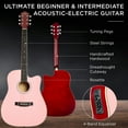 thumbnail image 4 of Best Choice Products Beginner Acoustic Electric Guitar Starter Set 41in w/ Wood Cutaway Design, Gig Bag - Pink, 4 of 8