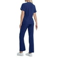 thumbnail image 4 of WULMLEO Womens Scrub Sets 2 Piece V Neck Soft Comfortable Scrubs Outfits Petite Short Sleeve Trendy Nursing Workwear Shirts and Joggers Stretch Spring Medical Nurse Uniform Navy L, 4 of 4