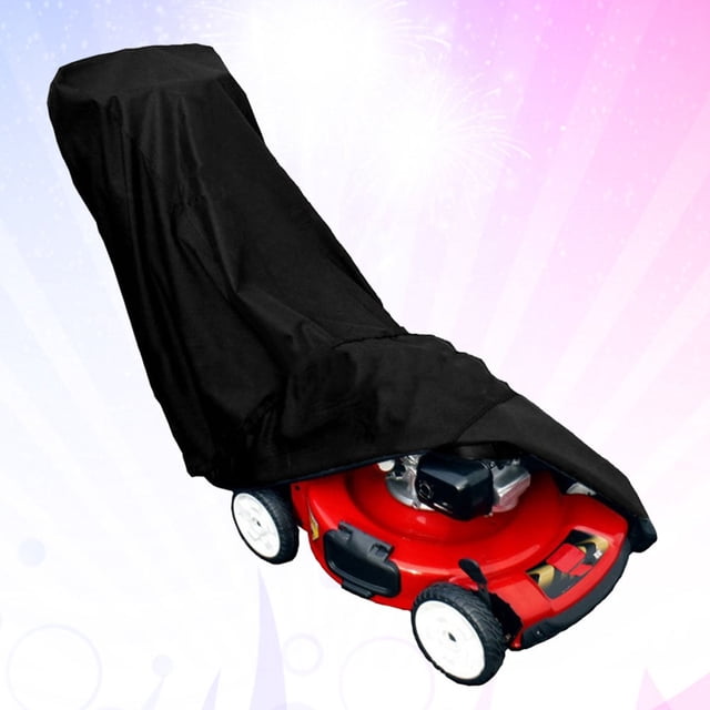 IFANLANDOR 1 Pce Housse de Protection pour Tondeuse à Gazon Extérieure Noire Matériau Polyester Imperméable Résistant à la Poussière
