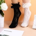 thumbnail image 6 of REACHISE 2 Pairs Ruffle Socks Ankle High Socks Lace Trim Socks Women Boot Socks Dress Socks Adult Thin Lace Socks, 6 of 8