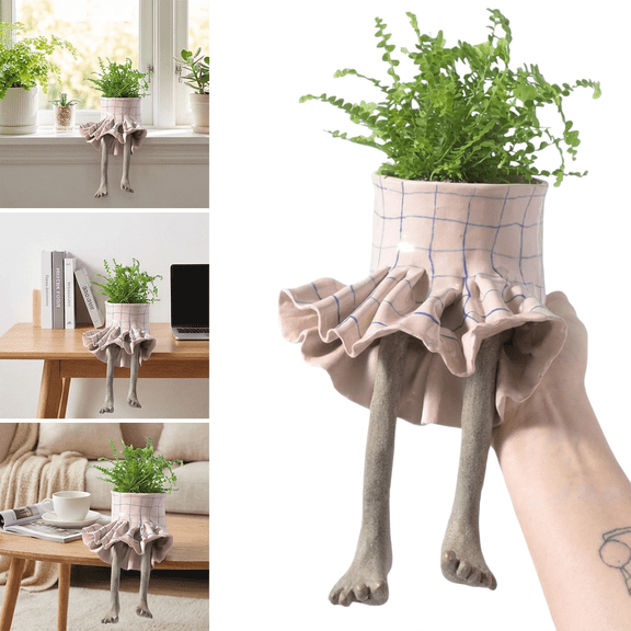 Funny Plant Pots, Leggy Pot Human‑Shaped Resin Planter, Cute Plant Pots with Dangling Legs, Novelty Planter Pots Small Succulent Pots for Succulents, Cactus, Small Plants, Indoor Outdoor Decor