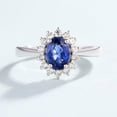 thumbnail image 2 of HeartsAndYou 2.2ct Natural Sapphire Diamond Cluster Flower Solitaire Ring 14k REAL White Gold, 2 of 9
