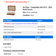 thumbnail image 2 of Air Filter - Compatible with 2013 - 2022 Buick Encore 2014 2015 2016 2017 2018 2019 2020 2021, 2 of 2
