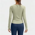 thumbnail image 4 of YueHuiYing Compression Shirt Women Long Sleeve V Neck Workout Tops Dry-Fit Gym Yoga Moisture-Wicking Sports Base Layer T-Shirts Green XL, 4 of 6