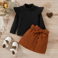thumbnail image 3 of LOVEBAY Toddler Baby Girl Skirt Outfit Long Sleeve Ruffle Shirt Top Mini Skirt Set 2Pcs Kids Little Girl Clothes Fall Winter Outfit, 3 of 9